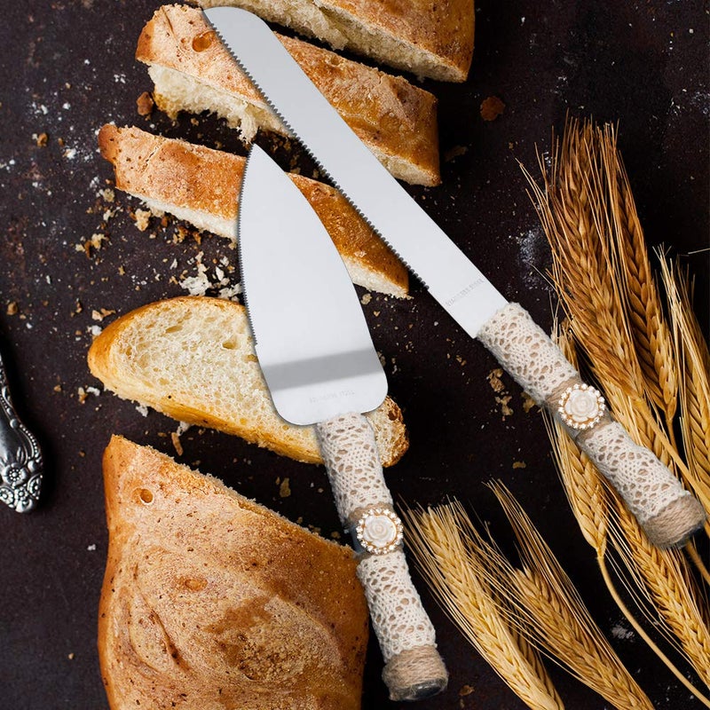 senover Rustic Wedding Cake Serving Set,Bride and Groom Cake Cutting Utensils,Pizza Pie Cake Knife and Server Set Pie Cake Serving Set Pie Cake Pizza Shovel Cutter - Image 5
